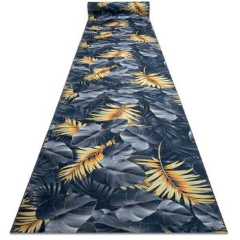 Alfombra de Pasillo Antideslizante Lotus Ferns 45270 Hojas Gris/Oro - Lavable en Lavadora - 100x160 cm
