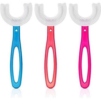 Vicloon Cepillo de Dientes para Niños, 3pcs Cepillo de Dientes de Boca Entera en Forma de U, Cerdas de Silicona, Limpieza de 360 ​​Grados de la Boca, Forma de Varilla Larga, para Niños de 2 a 6 Años