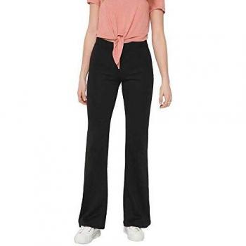 Only Fever Women's Stretch Flared Trousers - Black, Regular Fit
