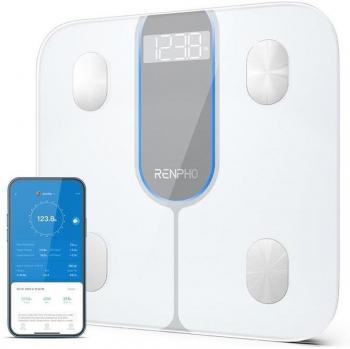 Báscula de Baño Inteligente Renpho Elis 1C con Análisis Corporal y 13 Mediciones Esenciales - Blanco