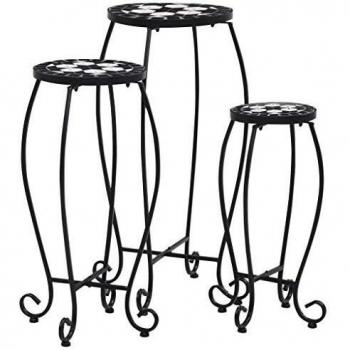 vidaXL Mosaic Tables 3 pcs Black and White Ceramic
