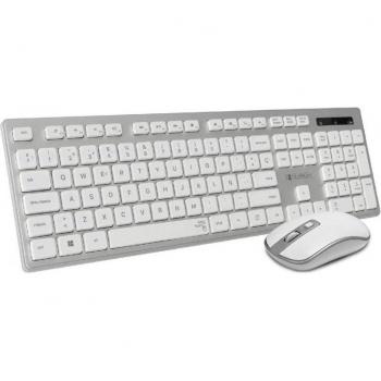 Subblim Ergo Combo Teclado y Ratón Inalámbricos Ergonómico Silencioso Plano Plata/Blanco