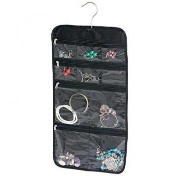 Balvi Organizador Joyas Kangaroo Travel Color Negro Joyero de Viaje con Colgador Plegable Lona/Plást