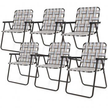 Lightweight Folding Lawn Webbing Chair (2- to 6-Pack) - Brown-6