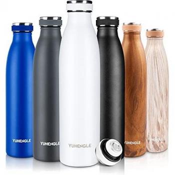 750ml Botella de Agua de Acero Inoxidable, Botella Termica con Doble Aislamiento para 12 Horas de Bebida Caliente y 24 Horas Sin BPA para Deporte, Oficina, Yoga, Ciclismo
