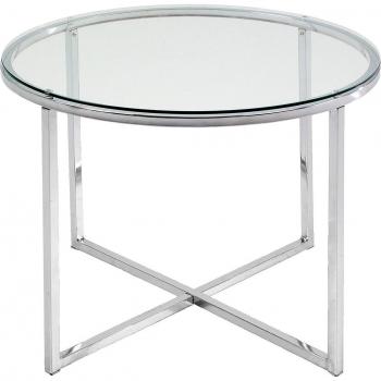 Mesa auxiliar redonda de cristal Cross con elegante diseño y estructura resistente - El Corte Inglés