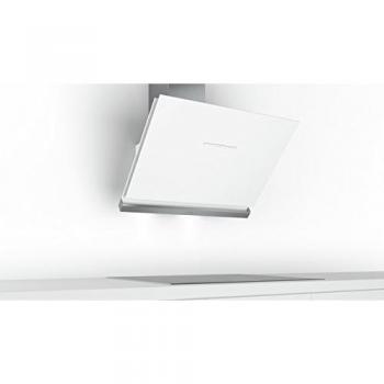 Campana Decorativa Bosch Serie 8 DWK98PR20, Inclinada, Cristal Blanco, 90cm, Eficiencia A+, Motor EcoSilence, WiFi Home Connect