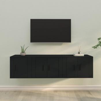 Set de muebles para TV 3 piezas madera contrachapada negro vidaXL