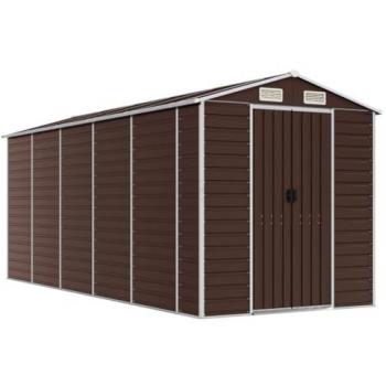 vidaXL Garden Shed Brown 191x470x198 cm Galvanised Steel