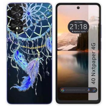 Funda Silicona Transparente Plumas para TCL 40 NXTPAPER