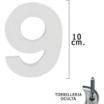 WOLFPACK 5320019 Numero Metal 9 Plateado Mate 10 cm. con Tornilleria Oculta
