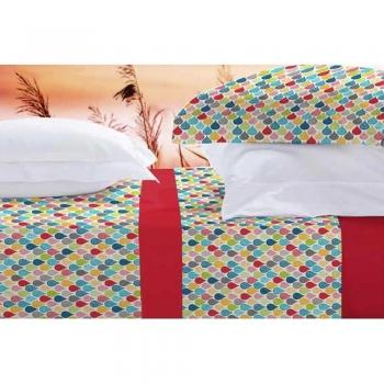 MANTEROL CASA Juego De Sábanas Rojo/Multicolor Cama 90