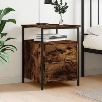 Mesita de noche Smoke Oak 44x45x60 cm Madera multicapa Marrón