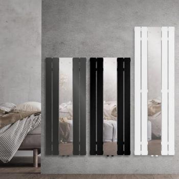 Radiador de Baño Antracita con Espejo 450x1200 mm y Conexión Universal Multibloque con Termostato LuxeBath