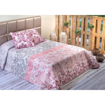 Algodón Blanco Oliva - Colcha bouti estampada, para cama de 150 cm, 250 x 270 cm, 2 fundas de cojín, 60 x 60 cm, color rojo