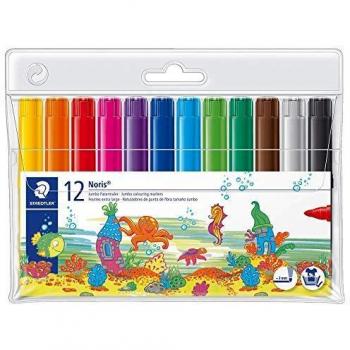 Staedtler Noris Club 340 WP12. Rotuladores de colores de punta de fibra. Estuche con 12 marcadores surtidos.