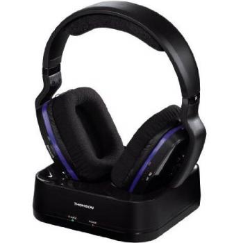 Auriculares Inalámbricos Over-Ear Thomson WHP3311BK, Negro, Control de Volumen, Alcance de 100m