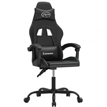 Silla gaming giratoria de cuero sintético negro
