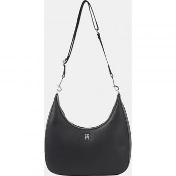 Tommy Hilfiger Black Recycled Material Crossbody Bag with Zip Closure and Adjustable Strap