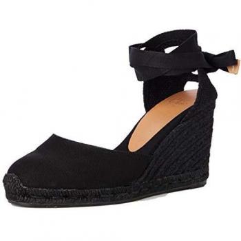 Castañer Women's Carina Organic Cotton Espadrilles with 9cm Tie Closure Wedge