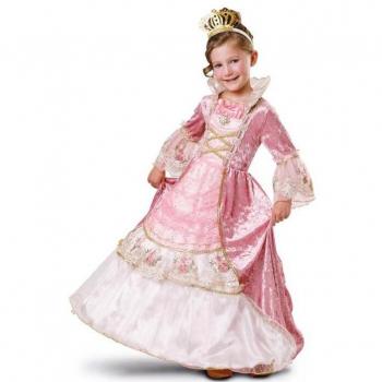 Disfraz de Reina Rosa con Corona para niña de 5-6 años