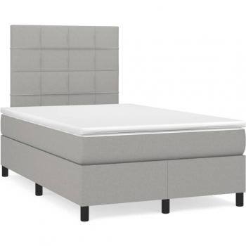 Colchón cama de muelles y tela LED gris claro 120x190 cm con características de cama box spring, incluido colchón y luz LED, color gris claro