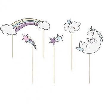 Cake Topper Unicorn/Unicornio, 13 – 23.5 cm, 1 Pack/5teile kpt22