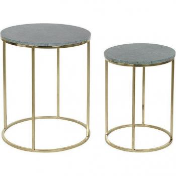 Mesas auxiliares de aluminio verde y dorado DKD Home Decor