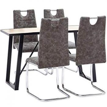 vidaXL Juego de Comedor 5 Piezas Cuero Sintético Mobiliario Decoración Interior Casa Hogar Robusto Duradero Resistente Funcional Práctico Útil Marrón