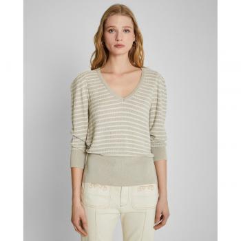Jersey de mujer de punto de rayas con cuello pico