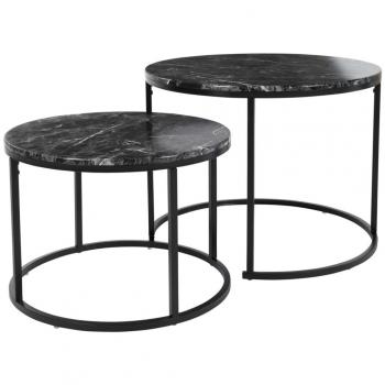 Juego de mesitas auxiliares 2 piezas negro H&S Collection - Mesa de sofá, Mesa de Entrada para Salón, Consola de Entrada, Mueble Recibidor, Mesita, Mesa auxiliar Salon