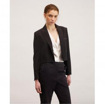 Chaqueta spencer con aplicaciones de raso