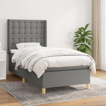 Cama box spring con colchón de muelles gris oscuro 100x200 cm tela vidaXL