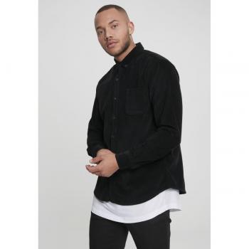 Urban Classics Men's Black Corduroy Shirt Casual Long Sleeve