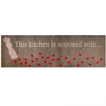 Alfombrilla Lifestyle 100260 Corazoncitos, Alfombra Antideslizante y Lavable, Ideal para el Armario, la Cocina o el Dormitorio, 50 x 150 cm, marrón/Rojo