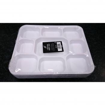 Salida Thali - resistente 100 x desechables de plástico blanco 9 seg trimestral bandejas Thali