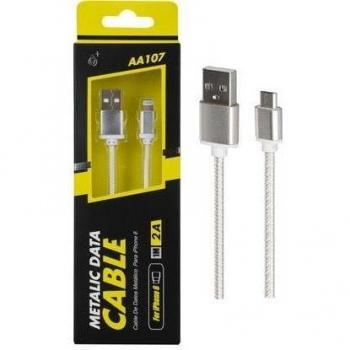 Cable de dato knob para iphone6,1M 2A, Plata