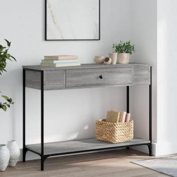 Mesa consola de madera contrachapada 100x34,5x75 cm en acabado Roble ahumado, Gris sonoma y Marrón roble - Mesa de sofá y entrada para salón, mueble recibidor y mesita auxiliar