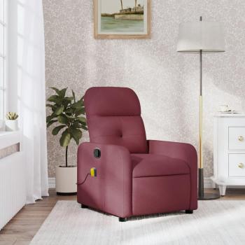 Silla de masaje reclinable de tela color vino tinto Vidaxl