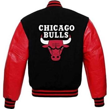 HiFaved Chicago Bulls - Chaqueta de baloncesto para hombre, Negro y Rojo / Lana Con Mangas De Imitación, XS