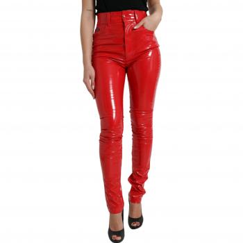 Dolce & Gabbana Shiny Red High Waist Skinny Trousers - Size XS (IT40)