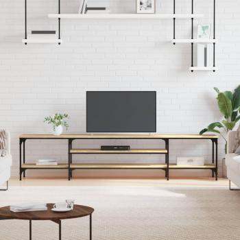 Mueble TV de madera ingeniería y hierro roble sonoma 201x35x45 cm vidaXL