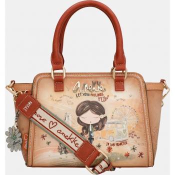 Anekke - Bolso de mano Peace & Love Camel con bandolera