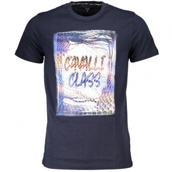 Cavalli Class Blue Cotton T-Shirt - XXL