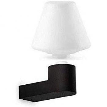 Aplique de exterior Muffin FARO BARCELONA con pantalla acanalada y Faro Structure - 1 Luz Exterior Globo IP44, E27 (sombra no incluida) en Gris Oscuro