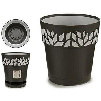 Vaso Cloe Grafito 20 cm de Diámetro y 19 cm de Altura con Base para Plantas