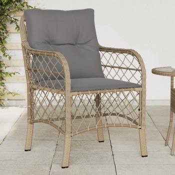 Sillas de jardín con cojines 2 unidades ratán sintético beige mezcla
