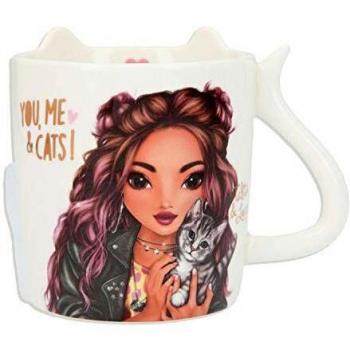 Depesche 4890 – Taza de porcelana TopModel Leo Love, taza con aprox. 300 ml de capacidad en bonito aspecto de gatito