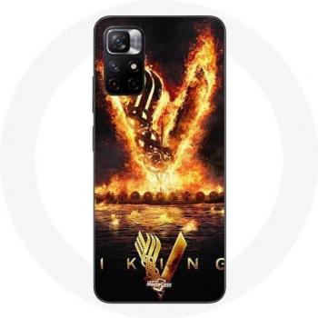 Funda para Redmi Note 11 5G Serie Vikings Temporada 6 Logo V Espada de Fuego Fondo Negro
