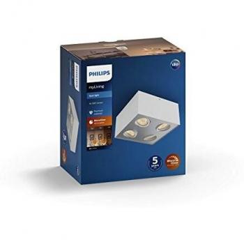 Foco LED Cuadrado Philips myLiving Box 4 Luces 4x4.5W Blanco Warmglow